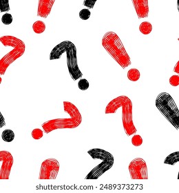 Question marks and exclamation marks seamless pattern.