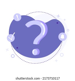 Question marks. FAQ concept. Ask questions and receive answers. Online Support center. Frequently Asked Questions. Flat vector illustrations.