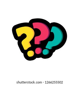 Question marks flat color illustration. FAQ, help. Interrogation signs hand drawn design element