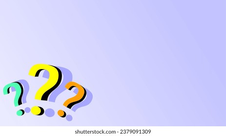 Question marks frame simple blue 3D copy space background.