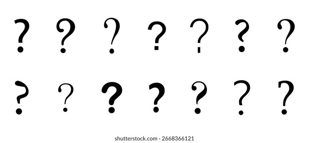 Question marks Icon. Different types of question mark icons. question mark symbol vector icon set. Big set of question mark icons. Vector illustration.