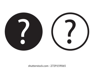 Symbol für Fragezeichen. Hilfesymbol, Schaltfläche für das Service-Chat-Zeichen, Symbol für den Kundensupport. Schwarze Fragezeichen Silhouette. Auf Fragezeichen bezogener Satz. Entwurf eps 10