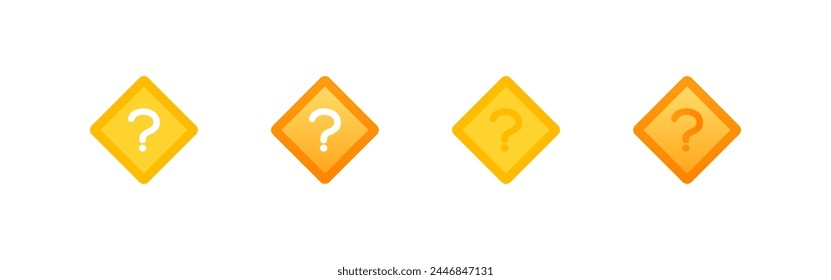 Iconos de signos de interrogación. Botones de signos de interrogación de diamante. Caja misteriosa. Estilo plano. Iconos vectoriales