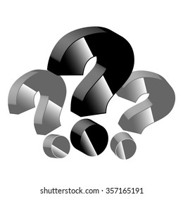 Question Marks Isolated on White Background. Unsertainty Concept. 3D Vector Illustration
