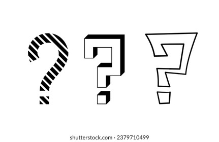Question marks line set. Frequently asked questions. Feedback and information, knowledge. Communication and interaction. Linear flat vector collection isolated on white background