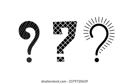Question marks line set. Frequently asked questions. Feedback and information. Button, UI and UX design for mobile application. Linear flat vector collection isolated on white background
