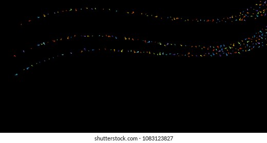 Question marks scattered on black background. Quiz, doubt, poll, survey, faq, interrogation, query background. Multicolored template for opinion poll, public poll. Rainbow color. Vector illustration.