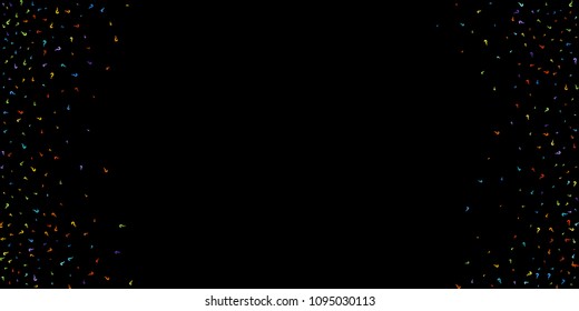 Question marks scattered on black background. Quiz, doubt, poll, survey, faq, interrogation, query background. Multicolored template for opinion poll, public poll. Rainbow color. Vector illustration.