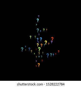 Question marks scattered on black background.  Vector illustration.
