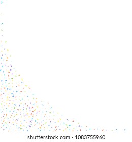 Question marks scattered on white background. Quiz, doubt, poll, survey, faq, interrogation, query background. Multicolored template for opinion poll, public poll. Rainbow color. Vector illustration.