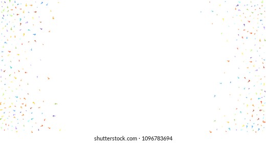 Question marks scattered on white background. Quiz, doubt, poll, survey, faq, interrogation, query background. Multicolored template for opinion poll, public poll. Rainbow color. Vector illustration.