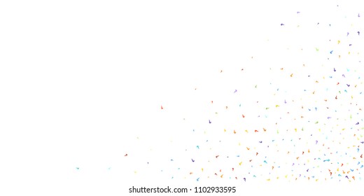 Question marks scattered on white background. Quiz, doubt, poll, survey, faq, interrogation, query background. Multicolored template for opinion poll, public poll. Rainbow color. Vector illustration.