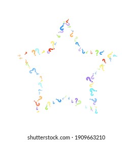 Fragezeichen auf weißem Hintergrund. Quiz, Zweifel, Umfrage, Umfrage, FAQ, Abfrage, Hintergrund. mehrfarbige Vorlage für Meinungsumfragen, öffentliche Umfrage. Regenbogenfarbe. Vektorgrafik.