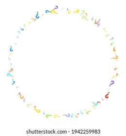Fragezeichen auf weißem Hintergrund. Quiz, Zweifel, Umfrage, Umfrage, FAQ, Abfrage, Hintergrund. mehrfarbige Vorlage für Meinungsumfragen, öffentliche Umfrage. Regenbogenfarbe. Vektorgrafik.