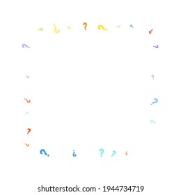Fragezeichen auf weißem Hintergrund. Quiz, Zweifel, Umfrage, Umfrage, FAQ, Abfrage, Hintergrund. mehrfarbige Vorlage für Meinungsumfragen, öffentliche Umfrage. Regenbogenfarbe. Vektorgrafik.