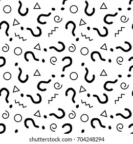 Question marks seamless pattern . question hand drawn background. 