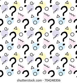 Question marks seamless pattern . question hand drawn background. 