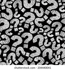 Question marks seamless pattern, vector, hand drawn lines textures used.