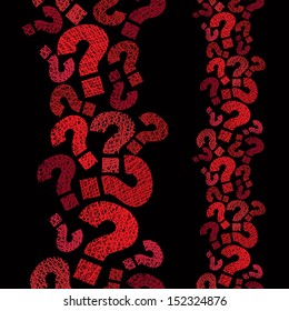 Question marks seamless pattern, vertical composition, vector, hand drawn lines textures used.