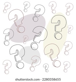 Question marks with shapes on white background. Outline vector illustration