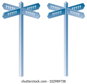 Question marks signpost, confusion