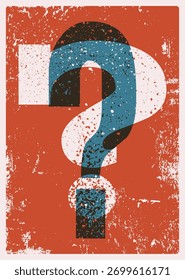 Signos de interrogación diseño de póster de estilo vintage grunge tipográfico. Ilustración vectorial retro.