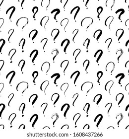 Question marks vector seamless pattern. Hand drawn doodle questions marks icon background. Ink illustartion. Hand drawn punctuation elements. Faq, ask symbols.