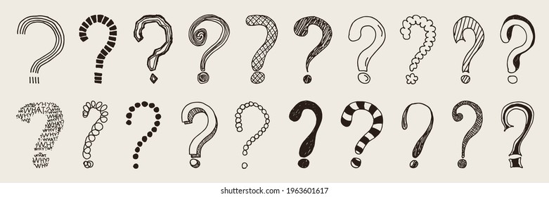 Fragezeichen im Vintage-Stil. Handgezeichnete Doodle-Skizze. Vektorgrafik