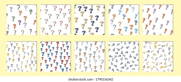 Question marls education, school concept. Seamless vector EPS 10 pattern. Flat style
