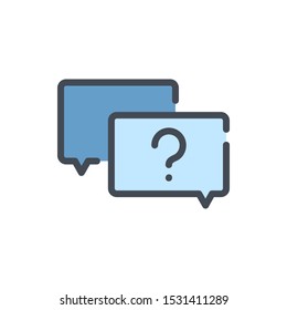 Question message color line icon. Chat boxes with question mark vector outline colorful sign.