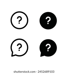Línea de signo de interrogación y conjunto de iconos planos, trazo editable aislado en blanco, ilustración lineal de contorno de Vector, estilo de diseño de logotipo de símbolo