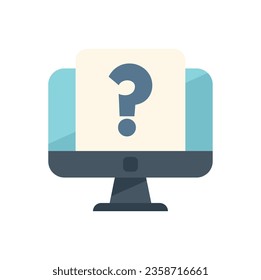 Question monitor icon flat vector. Creative problem. Teamwork challenge isolated