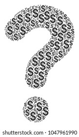 Question mosaic of american dollars. Vector dollar currency pictograms are composed into question composition.