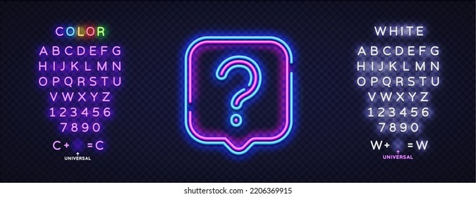 Question neon sign, great design for any purposes. Question mark neon icon. Vector illustration