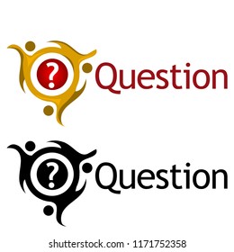 Question with people icon. Flat vector illustration on white background.