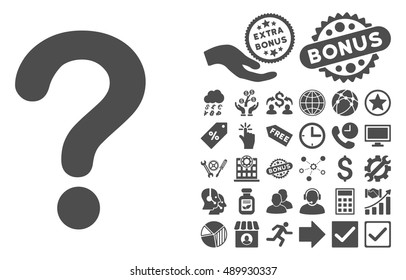 Question pictograph with bonus clip art. Vector illustration style is flat iconic symbols, gray color, white background.
