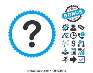 Question pictograph with bonus pictograph collection. Vector illustration style is flat iconic bicolor symbols, blue and gray colors, white background.