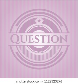 Question pink emblem. Retro