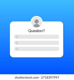 Interfaz del formulario de Encuesta en línea de la interfaz de usuario de la encuesta de preguntas. Ilustración vectorial