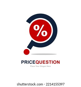 Diseño vectorial del logotipo del precio de la pregunta. Adecuado para negocios, marcas de interrogación y comercio