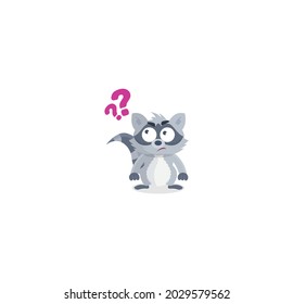 Question Racoon Sticker Icon Isolated On White Background