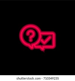 Question red glowing neon ui ux icon. Glowing sign logo vector