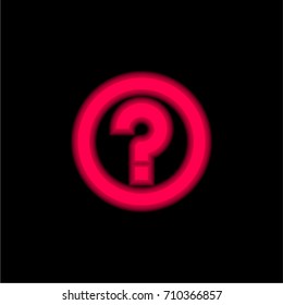 Question red glowing neon ui ux icon. Glowing sign logo vector