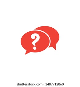 Question Red Icon On White Background. Red Flat Style Vector Illustration.