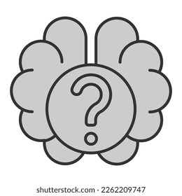 Question, reflections in the brain - icon, illustration on white background, grey style