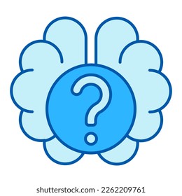 Pregunta, reflexiones en el cerebro - icono, ilustración sobre fondo blanco, estilo similar