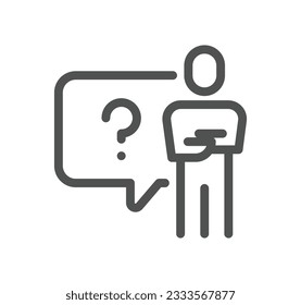 Esbozo de icono relacionado con preguntas y vector lineal.