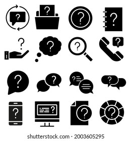 Conjunto de vectores de iconos relacionados con preguntas. colección de signos de ilustración de faq. símbolo de respuesta o logotipo.