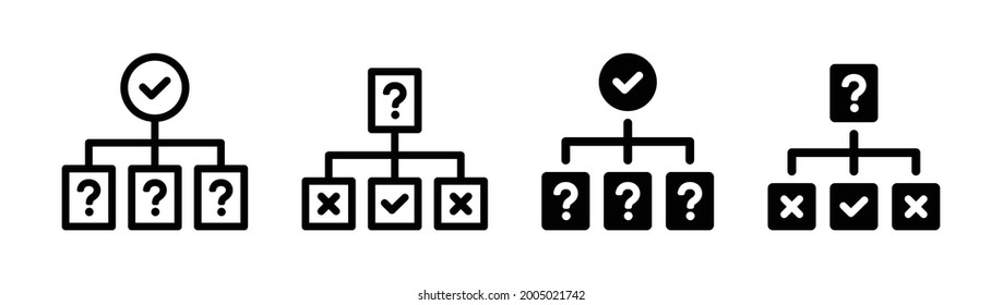 Question and result icon. Choice making symbol. Questionnaire diagram vector illustration.