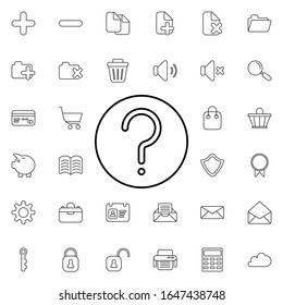 Question in round icon. Universal set of web for website design and development, app development